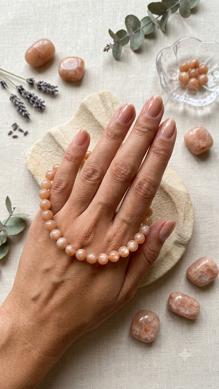 bracelet pierre de lune orange